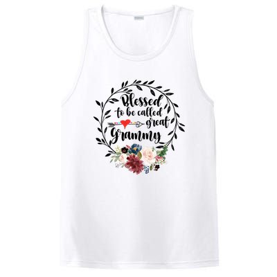 Blessed To Be Called Great Grammy Gift Heart Floral Happiness Gift PosiCharge Competitor Tank