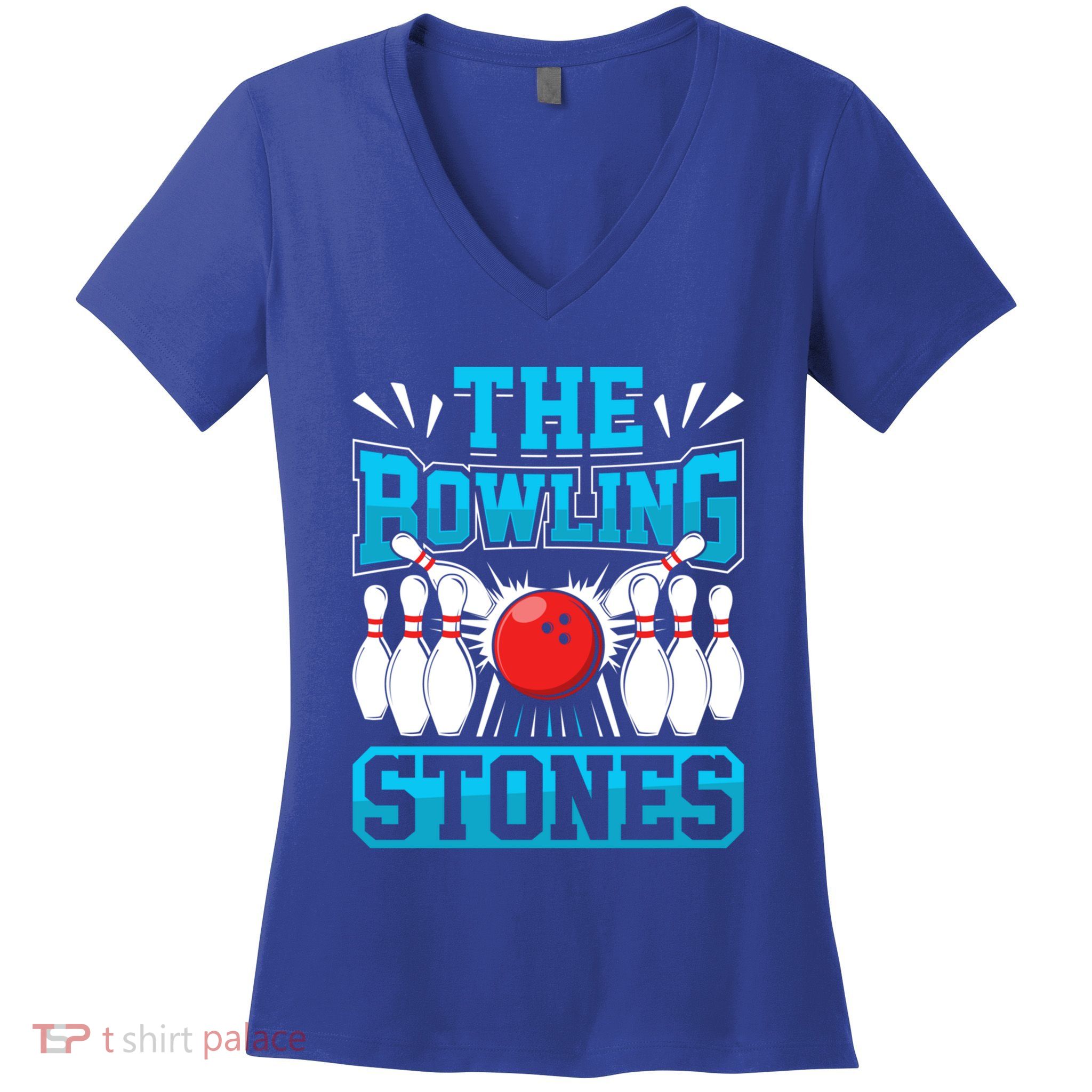 Bowling The Bowling Stones Funny Bowlers Bowling Lovers Gift Women's V-Neck T-Shirt