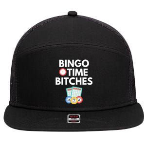 Bingo Time Bitches Funny Bingo Player Game Lover Gift Humor Cute Gift 7 Panel Mesh Trucker Snapback Hat