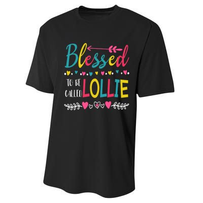 Blessed To Be Called Lollie Colorful Grandma MotherS Day Performance Sprint T-Shirt