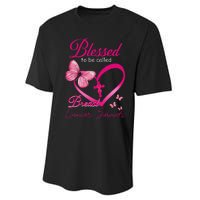 Blessed To Be Called Breast Cancer Survivor Pink Butterfly Performance Sprint T-Shirt