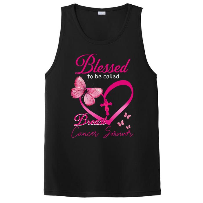 Blessed To Be Called Breast Cancer Survivor Pink Butterfly PosiCharge Competitor Tank