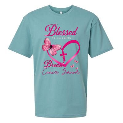 Blessed To Be Called Breast Cancer Survivor Pink Butterfly Sueded Cloud Jersey T-Shirt