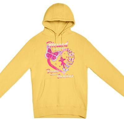 Blessed To Be Called Pink Butterfly Breast Cancer Survivor Premium Pullover Hoodie