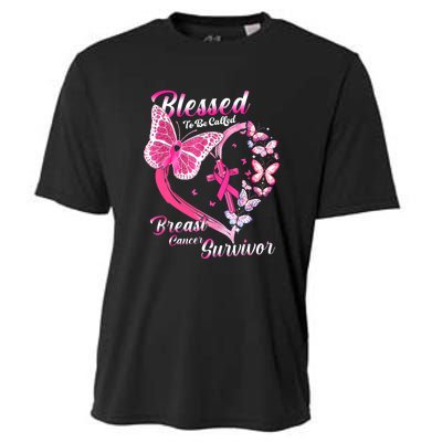 Blessed To Be Called Pink Butterfly Breast Cancer Survivor Cooling Performance Crew T-Shirt