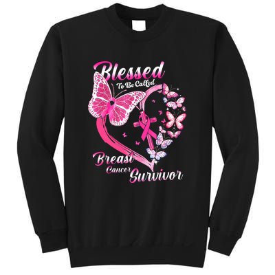 Blessed To Be Called Pink Butterfly Breast Cancer Survivor Sweatshirt