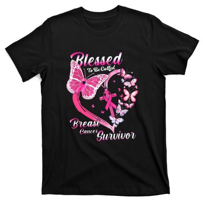 Blessed To Be Called Pink Butterfly Breast Cancer Survivor T-Shirt