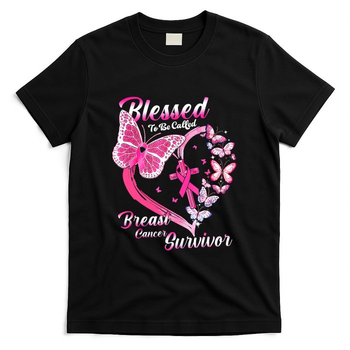 Blessed To Be Called Pink Butterfly Breast Cancer Survivor T-Shirt