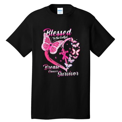 Blessed To Be Called Pink Butterfly Breast Cancer Survivor Tall T-Shirt