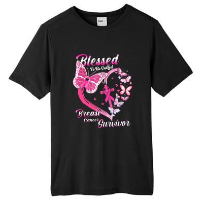 Blessed To Be Called Pink Butterfly Breast Cancer Survivor Tall Fusion ChromaSoft Performance T-Shirt