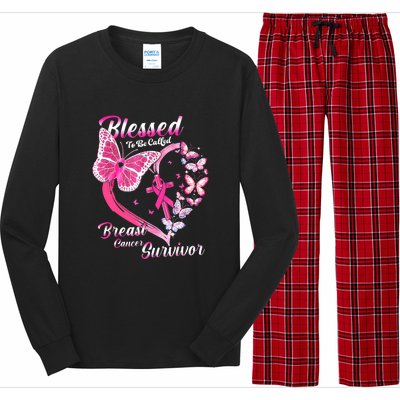 Blessed To Be Called Pink Butterfly Breast Cancer Survivor Long Sleeve Pajama Set