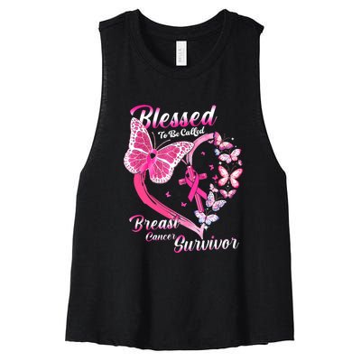 Blessed To Be Called Pink Butterfly Breast Cancer Survivor Women's Racerback Cropped Tank