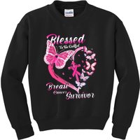 Blessed To Be Called Pink Butterfly Breast Cancer Survivor Kids Sweatshirt