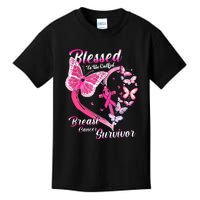 Blessed To Be Called Pink Butterfly Breast Cancer Survivor Kids T-Shirt