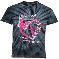 Blessed To Be Called Pink Butterfly Breast Cancer Survivor Kids Tie-Dye T-Shirt