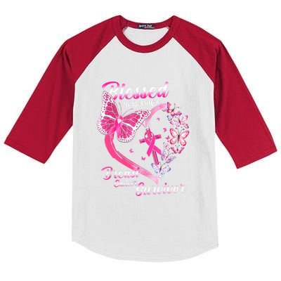 Blessed To Be Called Pink Butterfly Breast Cancer Survivor Kids Colorblock Raglan Jersey