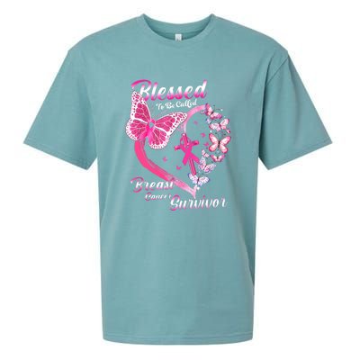 Blessed To Be Called Pink Butterfly Breast Cancer Survivor Sueded Cloud Jersey T-Shirt