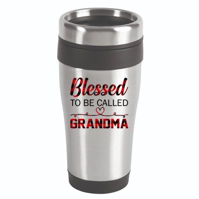 Blessed To Be Called Grandma Red Plaid Mother's Day 16oz Travel Tumbler