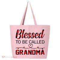 Blessed To Be Called Grandma Red Plaid Mother's Day 25L Jumbo Tote