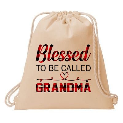 Blessed To Be Called Grandma Red Plaid Mother's Day Drawstring Bag