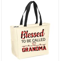 Blessed To Be Called Grandma Red Plaid Mother's Day Zip Tote Bag