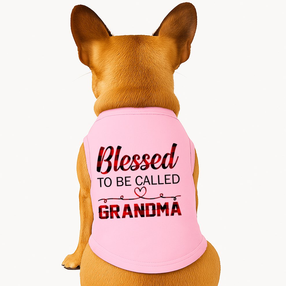 Blessed To Be Called Grandma Red Plaid Mother's Day Doggie Tank