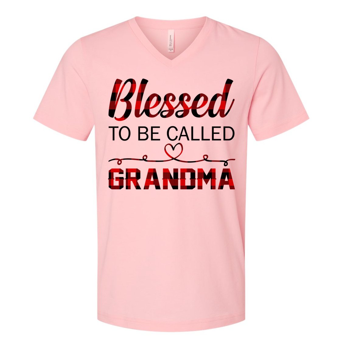 Blessed To Be Called Grandma Red Plaid Mother's Day V-Neck T-Shirt