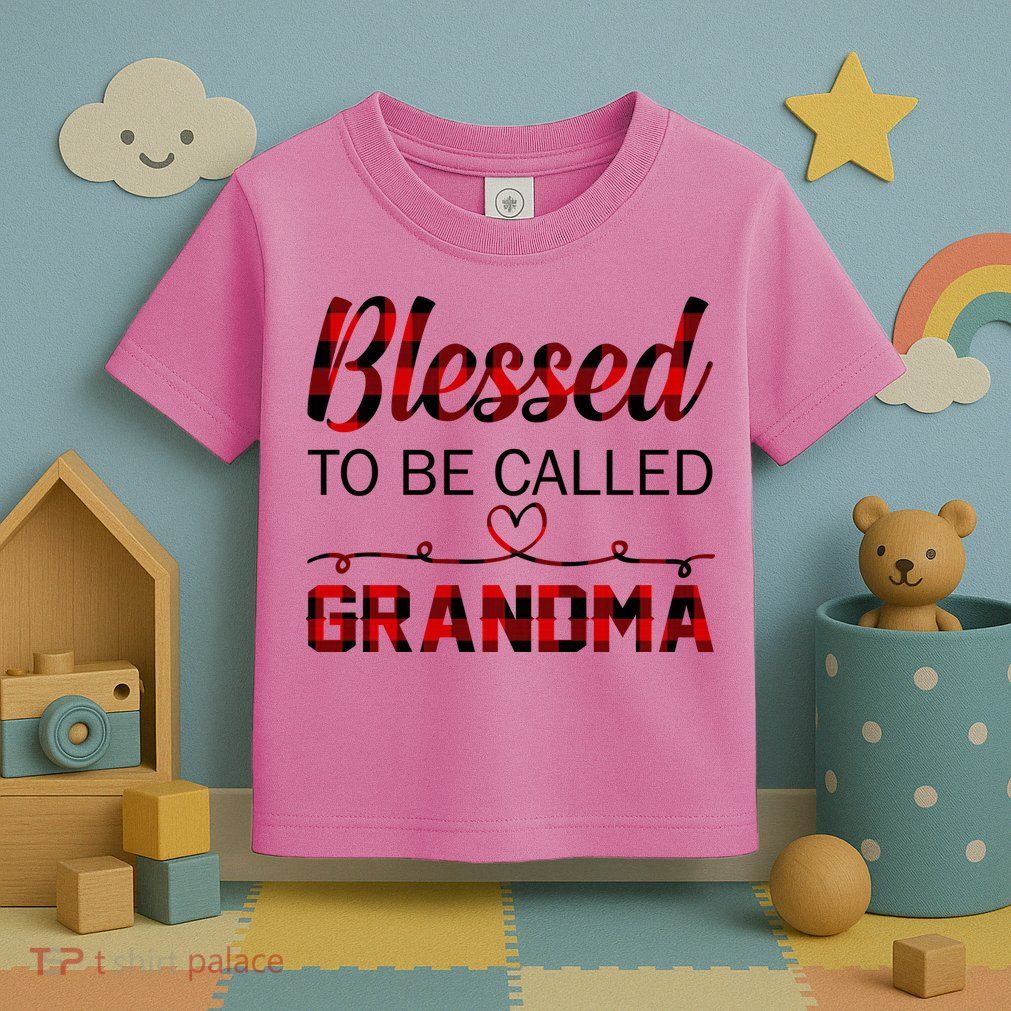 Blessed To Be Called Grandma Red Plaid Mother's Day Toddler T-Shirt