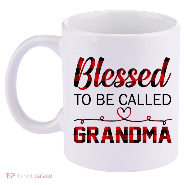 Blessed To Be Called Grandma Red Plaid Mother's Day 11oz C Handle Ceramic Mug