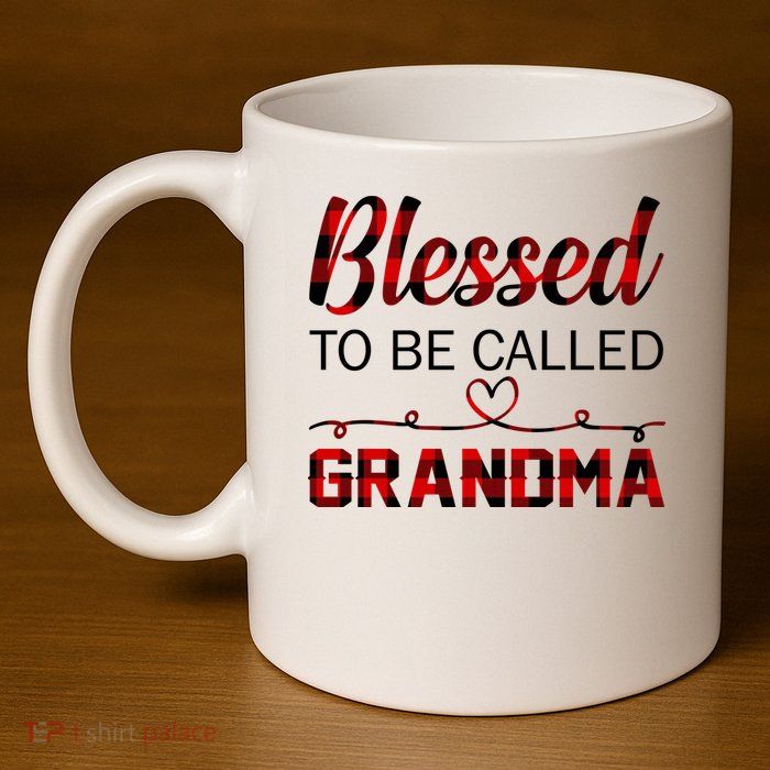 Blessed To Be Called Grandma Red Plaid Mother's Day 11oz C Handle Ceramic Mug