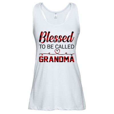 Blessed To Be Called Grandma Red Plaid Mother's Day Ladies Essential Flowy Tank