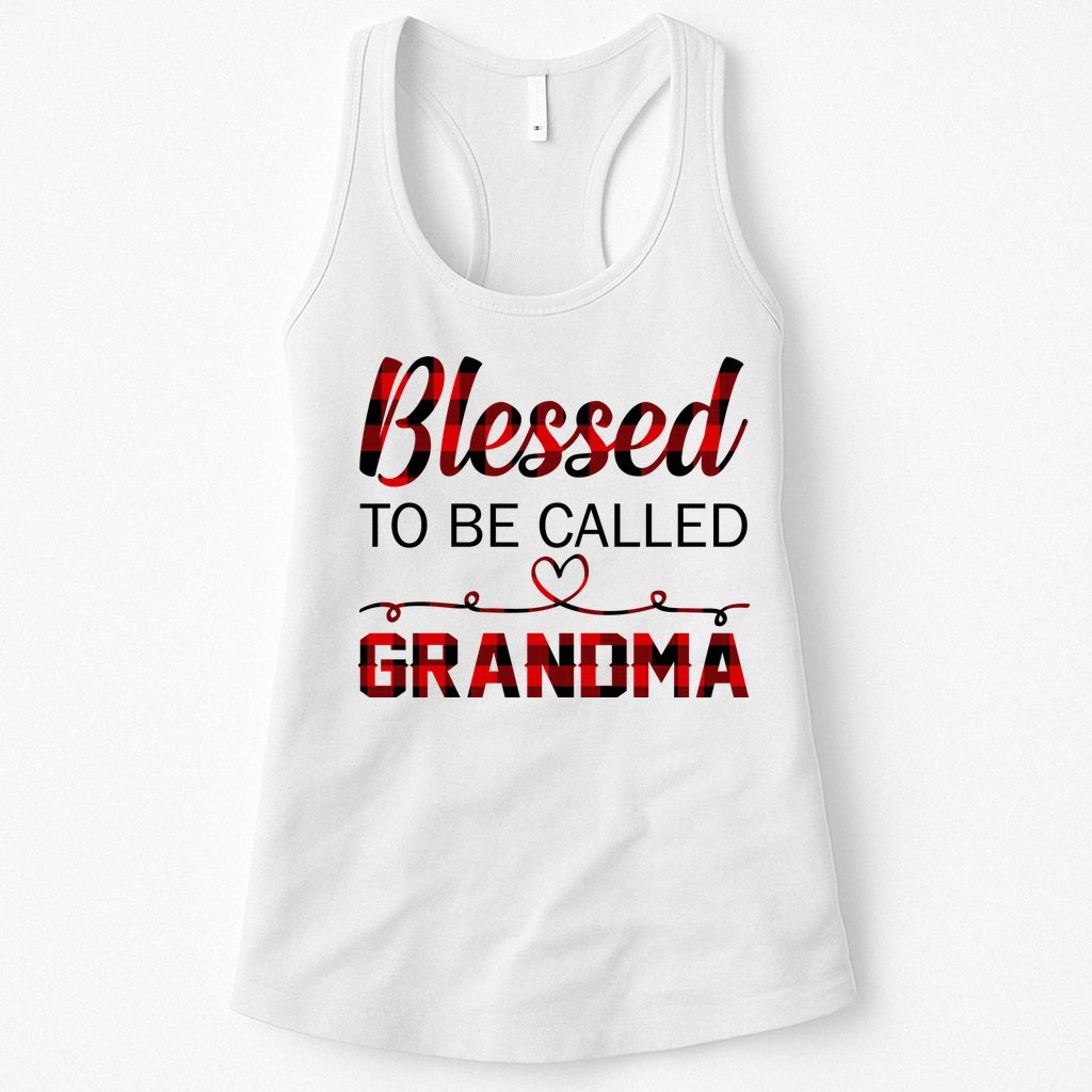 Blessed To Be Called Grandma Red Plaid Mother's Day Womens Tank Top