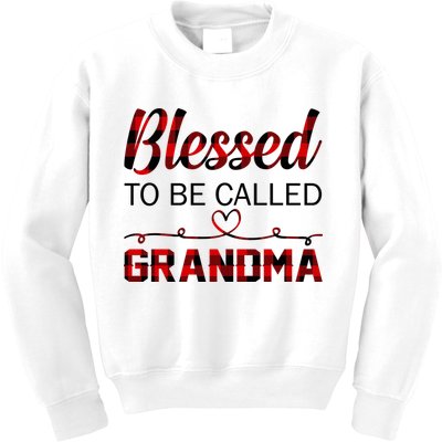 Blessed To Be Called Grandma Red Plaid Mother's Day Kids Sweatshirt