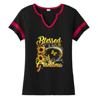 Blessed To Be Called Grandma Tee Sunflower Ladies Halftime Notch Neck Tee