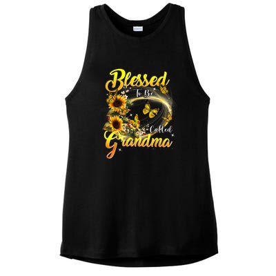 Blessed To Be Called Grandma Tee Sunflower Ladies PosiCharge Tri-Blend Wicking Tank