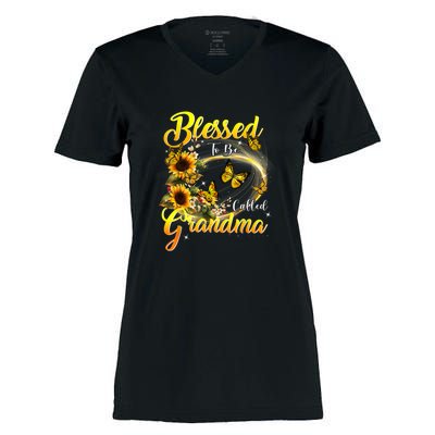 Blessed To Be Called Grandma Tee Sunflower Women's Momentum V-Neck T-Shirt