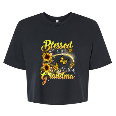 Blessed To Be Called Grandma Tee Sunflower Bella+Canvas Jersey Crop Tee