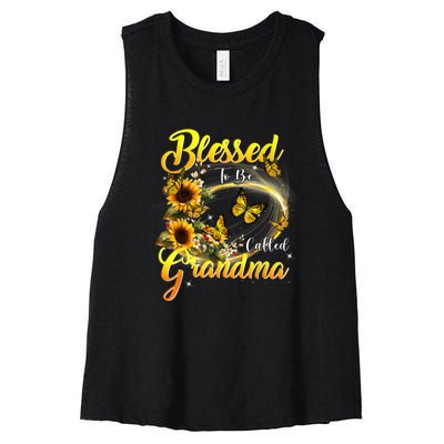 Blessed To Be Called Grandma Tee Sunflower Women's Racerback Cropped Tank