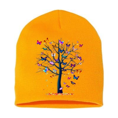 Butterfly Tree Beautiful Short Acrylic Beanie