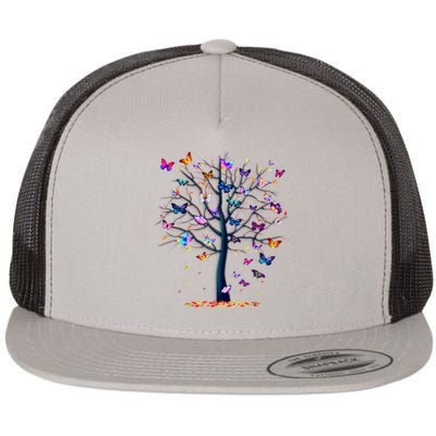 Butterfly Tree Beautiful Flat Bill Trucker Hat