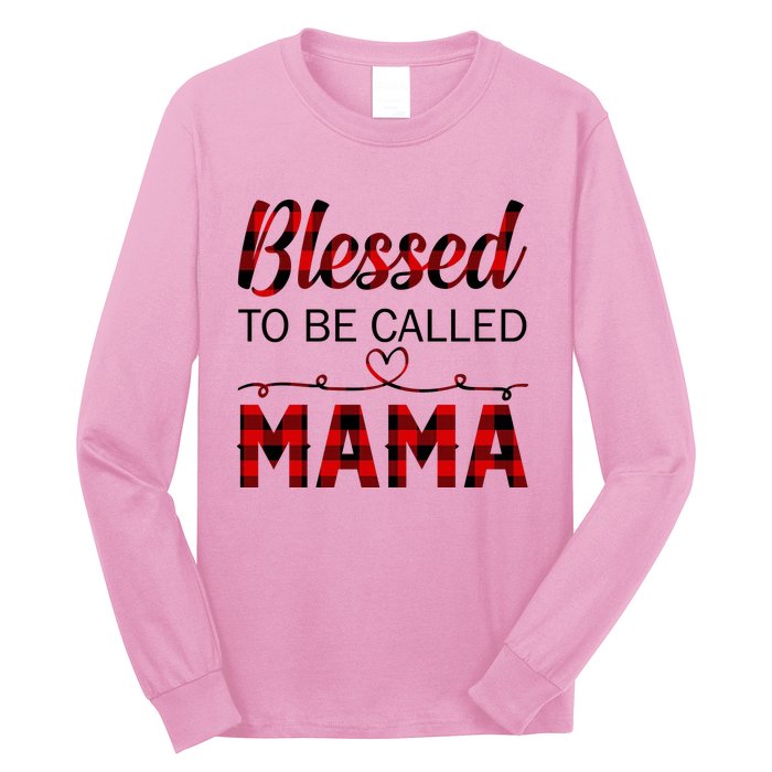 Blessed To Be Called Mama Red Plaid Mother's Day Long Sleeve Shirt