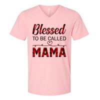 Blessed To Be Called Mama Red Plaid Mother's Day V-Neck T-Shirt