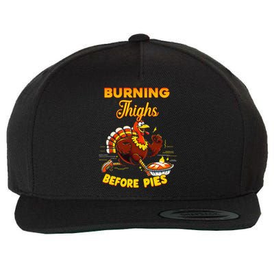 Burning Thighs Before Pies Turkey Trot Running Thanksgiving Wool Snapback Cap