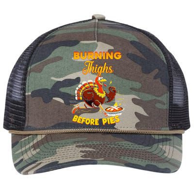 Burning Thighs Before Pies Turkey Trot Running Thanksgiving Retro Rope Trucker Hat Cap