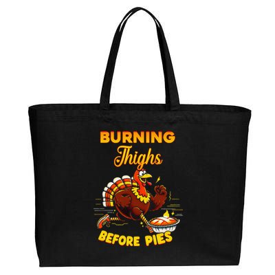 Burning Thighs Before Pies Turkey Trot Running Thanksgiving Cotton Canvas Jumbo Tote