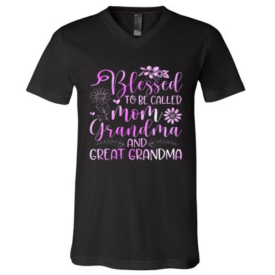 Blessed To Be Called Mom Grandma V-Neck T-Shirt