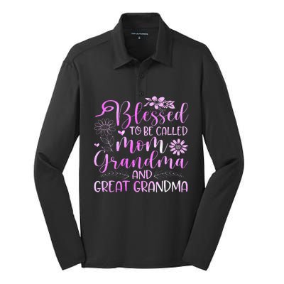 Blessed To Be Called Mom Grandma Silk Touch Performance Long Sleeve Polo