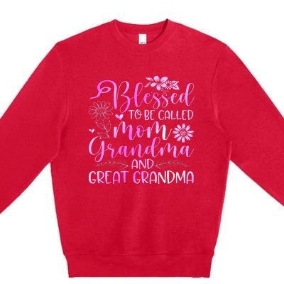 Blessed To Be Called Mom Grandma Premium Crewneck Sweatshirt