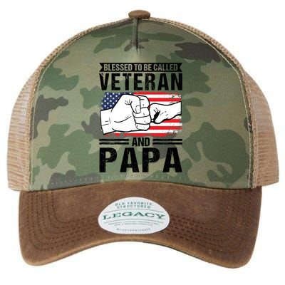 Blessed To Be Called Veteran And Papa Grandfather Gift Legacy Tie Dye Trucker Hat