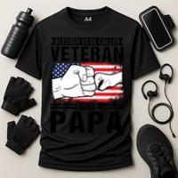 Blessed To Be Called Veteran And Papa Grandfather Gift Cooling Performance Crew T-Shirt